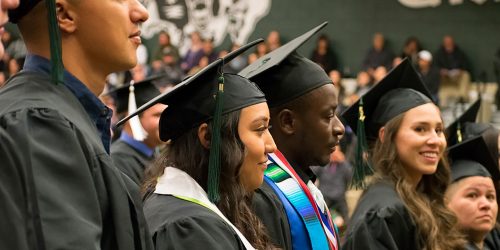 students in graduation attire at 2017 Fall Commencement