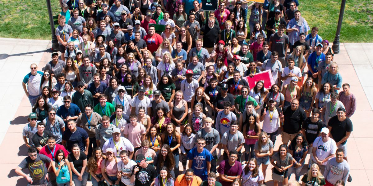 A group of new students at orientation.