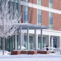 McDaniel Hall covered in snow.