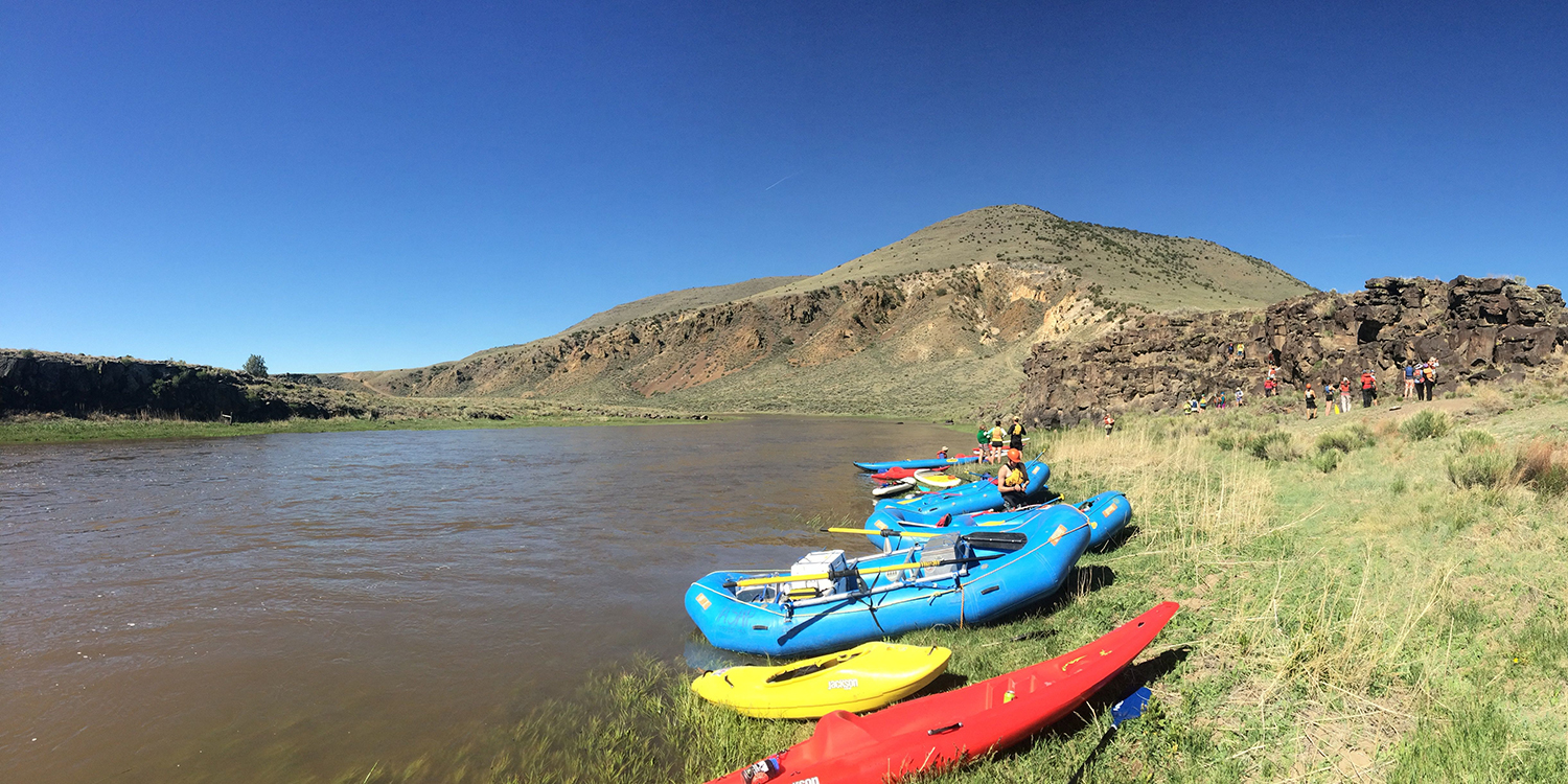 kayaks banked on river