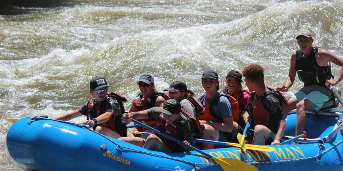Teen Outdoor Stewardship campers enjoy whitewater rafting with Mountain Man/8200 Sports on the Rio Grande River