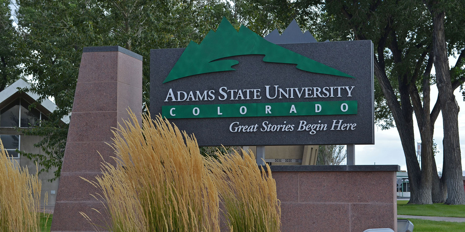 Adams State University sign