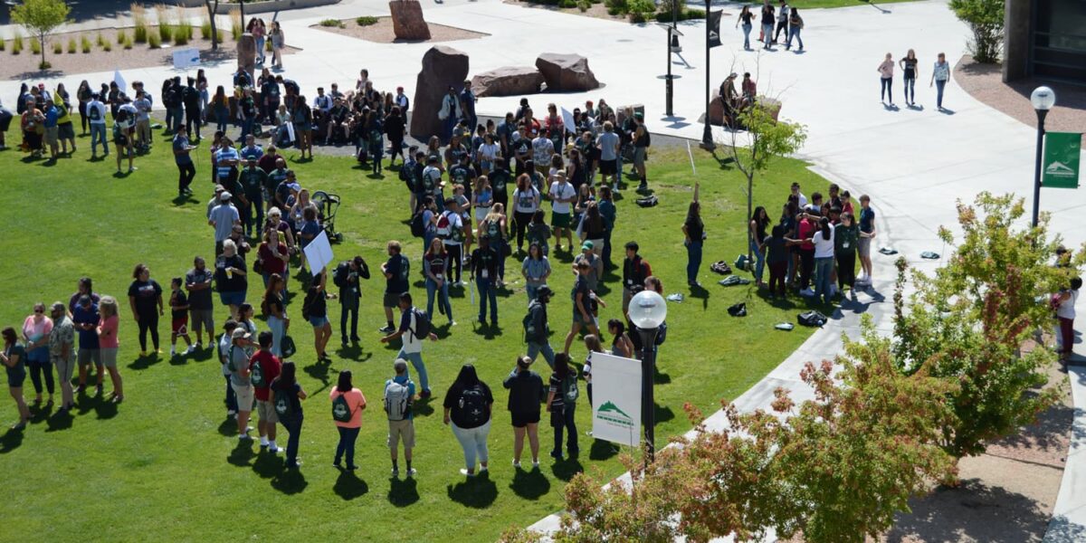 Adams State New Student orientation at the campus green