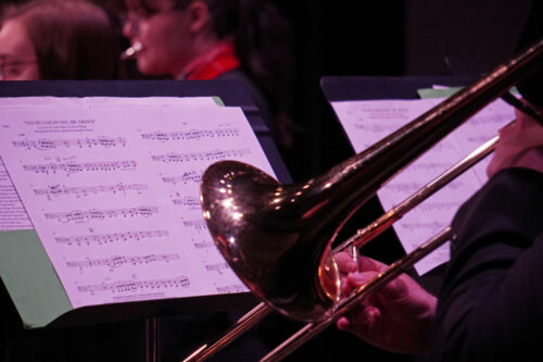 music score and trombone