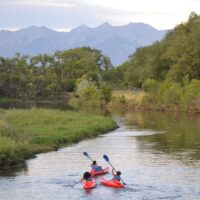 Students kayaking on the Rio Grande