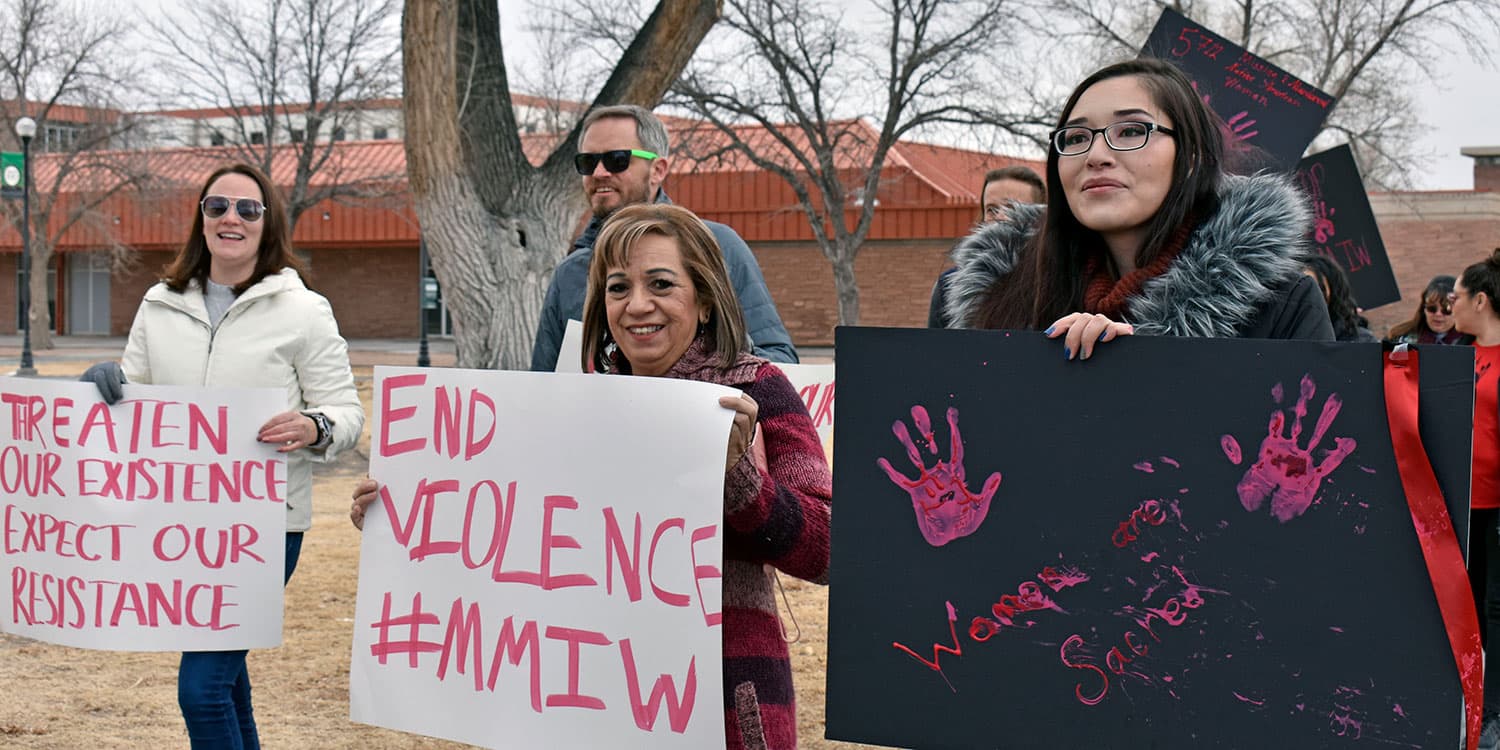 The Adams State University Native American Student Success and Achievement Club MMIW Awareness March