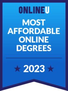 OnlineU Most Affordable Online Degrees 2023 Badge