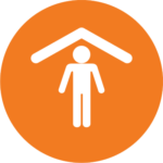 shelter icon showing a person underneath a roof