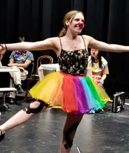 Adams State University Theatre Department production of A Clown’s Guide to the 5 Stages of Grief photo of clown