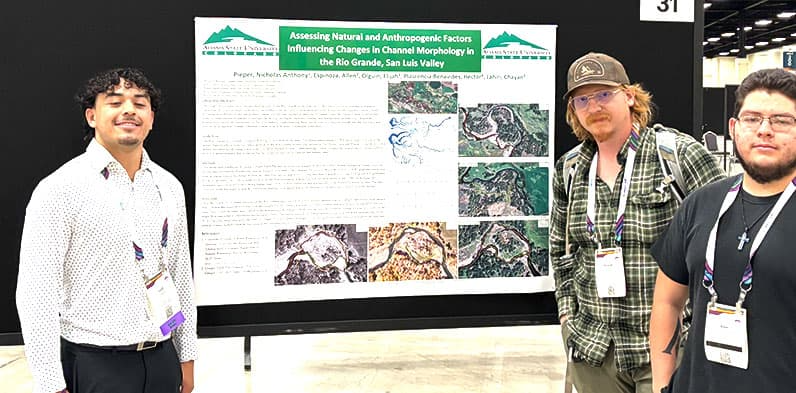 Nick Pieper, Allen Espinoza, Elijah Olguin at Geological Society of America Annual Conference in San Antonio, Texas, in October, 2025