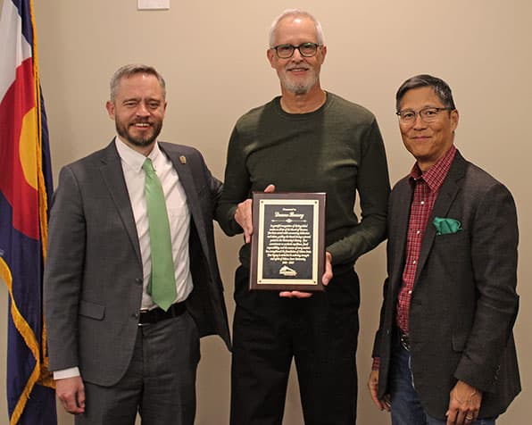 Adams State University President David Tandberg, Adams State University Board of Trustees Duane Bussey, Thomas Kim
