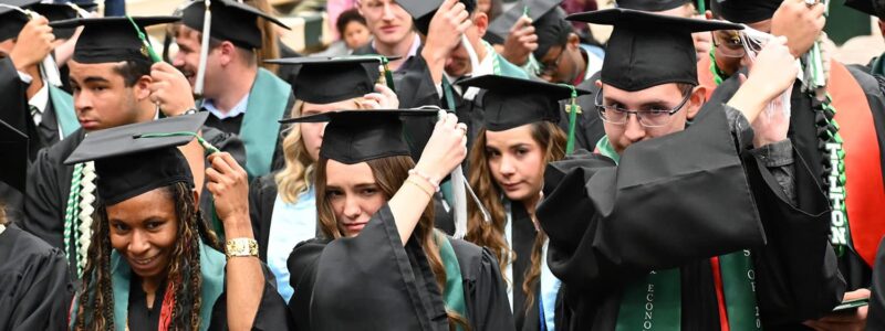 Adams State University 2025 Fall Commencement Graduates switch tassels from right to left