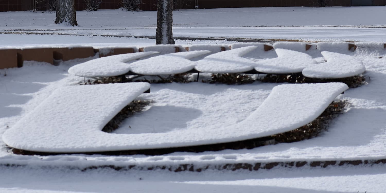 Adams State University U Paw in snow