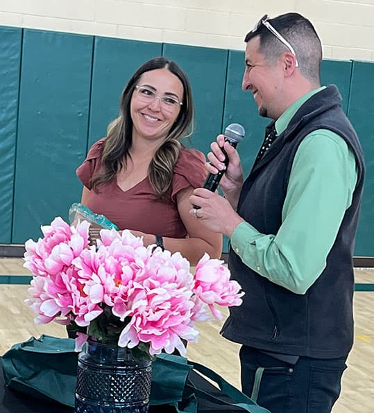 Sanford Schools Counselor Kristie Duran, Adams State University School of Education Director Curtis Garcia