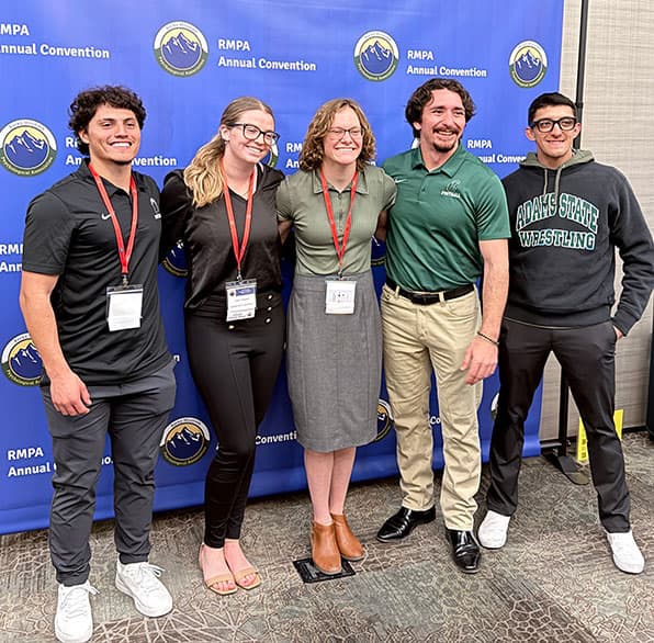 Adams State University Psychology Students Seth Shaw, Kylie Ferguson, Corrie Williams, Tyler Gainey, and Travis McKinzie at Rocky Mountain Psychological Association