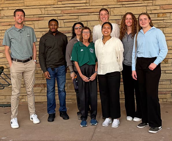 Kris Mugrage, Keirryse Simpson, Maria Martinez, Dr. Tracey Robinson, Abby Adiong, Ryley Martinez, Makylee Wilson, Rachel Allred at Rocky Mountain American College of Sports Medicine (RMACSM) Conference 