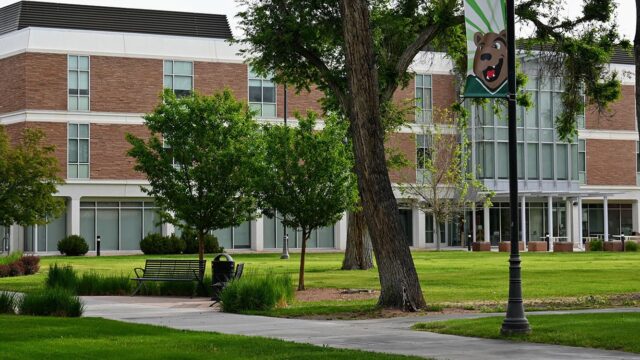 Adams State University McDaniel Hall with trees