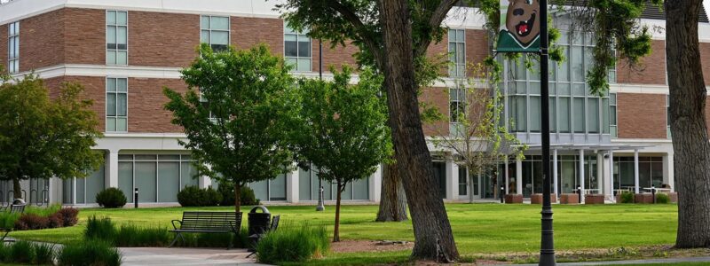 Adams State University McDaniel Hall with trees