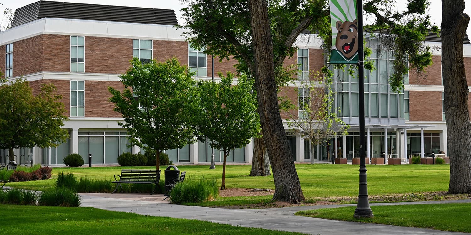 Adams State University McDaniel Hall with trees