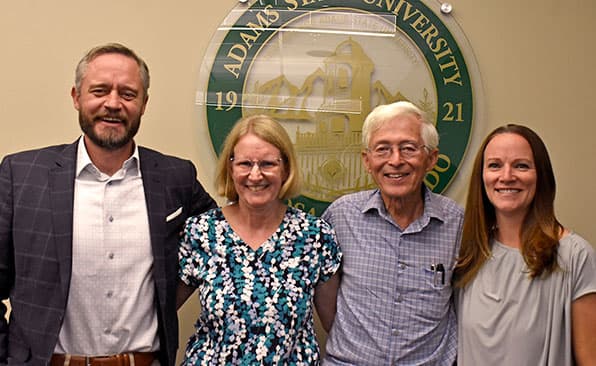 Adams State University President David Tandberg, Michelle Salazar, LeRoy Salazar, Darin Tandberg