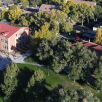 Adams State University aerial photo of Richardson Hall and south campus