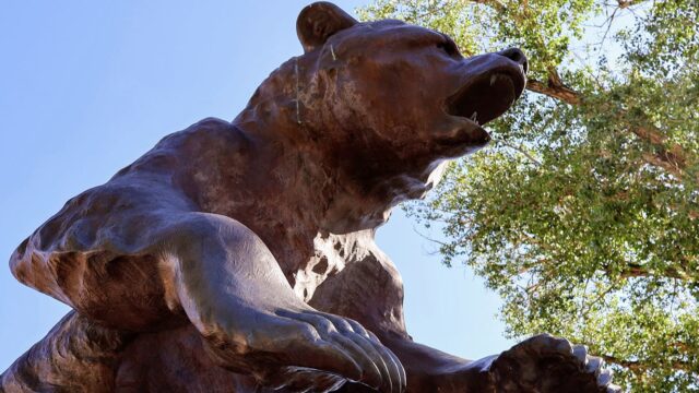 Adams State University Old Mose sculpture mascot