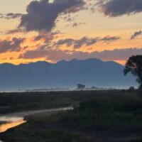 Mt. Blanca and Rio Grande at sunrise in July at the Alamosa Riparian Park