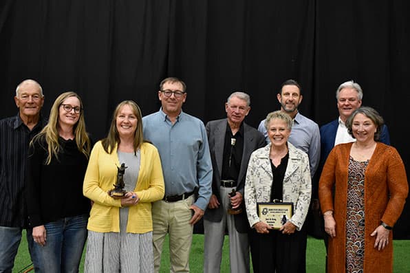 David Cook, Kari McFadden, Alicia and Rian Cook; Ted Morrison, Jeni and Greg Goodwin; Karl and Bonnie Keller at the Adams State University Donor Recognition Dinner